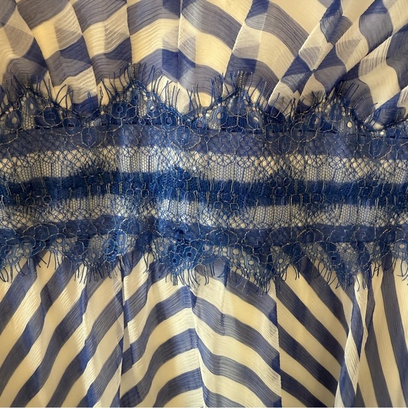 Tadashi Shoji Plus Size 100% Silk Blue and White A-Line Midi Dress - Picture 10 of 12